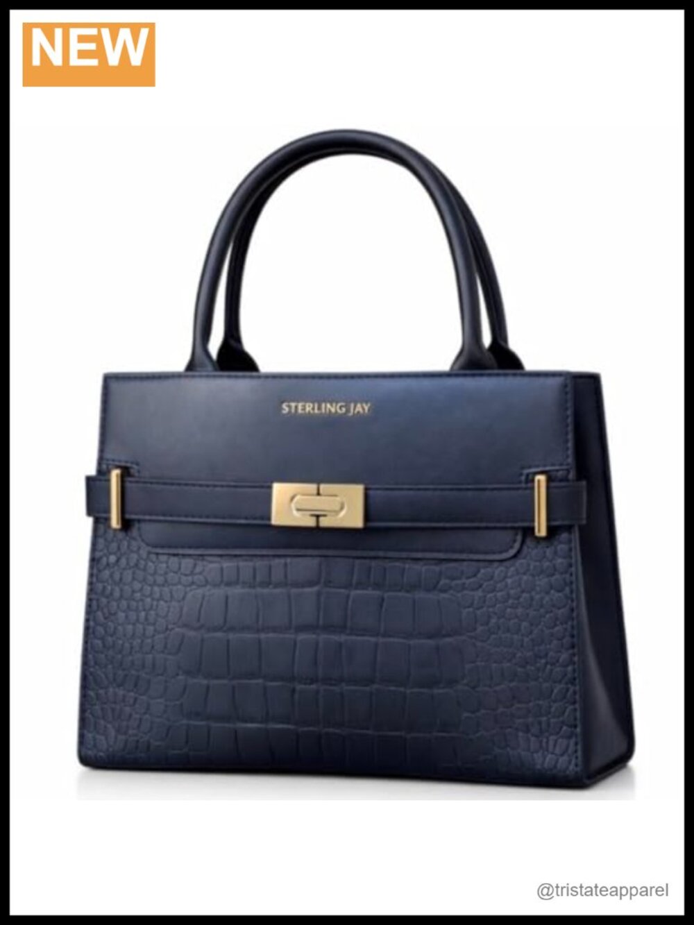 Croc Embossed Satchel Handbag Vegan Leather Structured Top Handle Crossbody